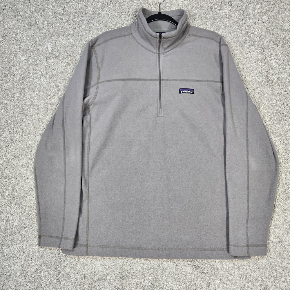 Patagonia Micro D Fleece Sweater Mens Large Gray 1/4 Zip Pullover